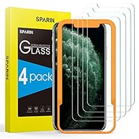 [4 Pack] Screen Protector for iPhone 11 Pro/iPhone Xs/iPhone X, SPARIN Tempered Glass Screen Protector for iPhone 11 Pro 2019 (5.8 Inch) - Alignment Frame/Highly Responsive
