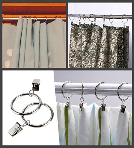 CUGBO 40Pack Curtain Clips Rings Strong Metal Decorative Rustproof Drapery Curtain Rod Ring with Clip for Windows, Bathroom, Home, Kitchen-1.65" OD-Gold - Thumbnail 7