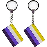 QQSD NonBinary NB Pride Flag Keychain LGBT Key Ring, 2 Pack