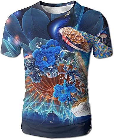 XIA WUEY Peacock On Lotus MenComfort Baseball Tshirt Graphic Tees Tops For Outdoor
