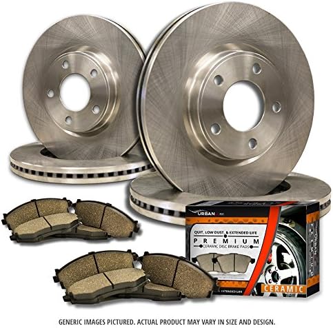 (F+R Full Kit)4 OEM Replacement Extra-Life Heavy Duty Brake Rotors + 8 Ceramic Pads(Works with Cooper)(4lug)-Combo Brake Kit
