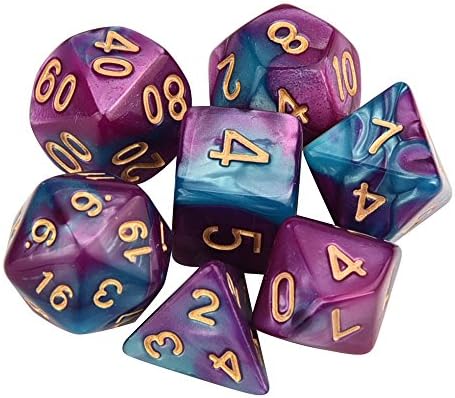 Outsta 7pcs/Set TRPG Game Dungeons & Dragons Polyhedral D4-D20 Multi Sided Acrylic Dice for Adult Children Party Having Fun (O)