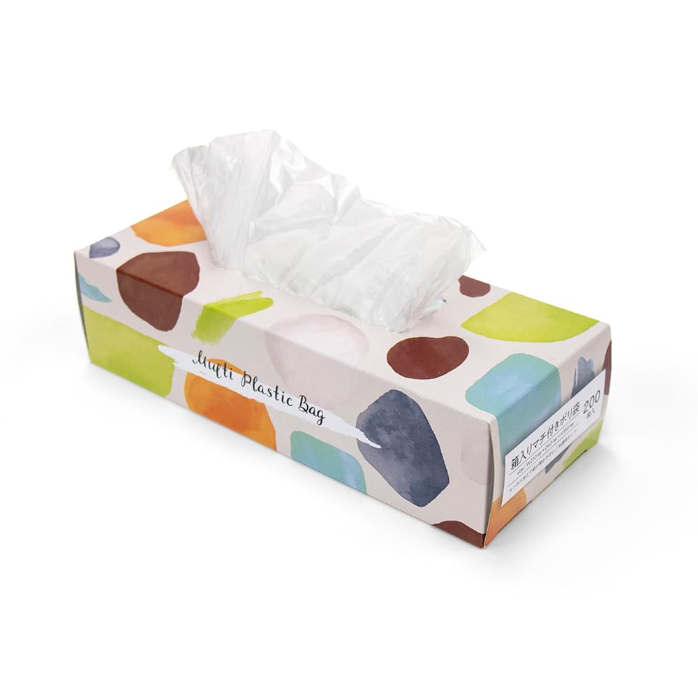 ネクスタ ポリ袋箱入りマチ付き200枚入水彩柄エンボス加工で開きやすいの商品画像