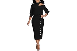 ZONJIE Work Dresses for Women Formal Long Sleeve Wear to Work Office Business Church Dress Elegant Party Midi Pencil Dresses