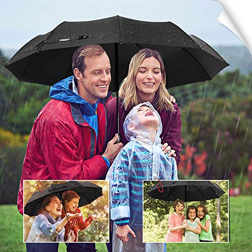 Wsky Auto Windproof Umbrella - Best 10-Rib Travel Folding Umbrella Compact for Men Women - Perfect for Travel, Rain, Storms, Hail or Harsh Outdoors