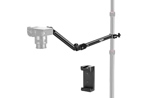 NEEWER Overhead Camera Mount Arm with Phone Clip, 22"/56cm 180°&360° 2 Section Flexible Holding Arm for Desk Stand, Fits 0.87