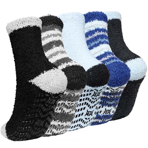 LOFIR Kuschelsocken Warme Socken für Herren: Winter Dicke Flauschige Thermosocken mit Noppen für Männer - ABS Wintersocken Stoppersocken Haussocken für Weihnachten Geschenke 5 Paar Mehrfarbig 43-46 thumbnail 1