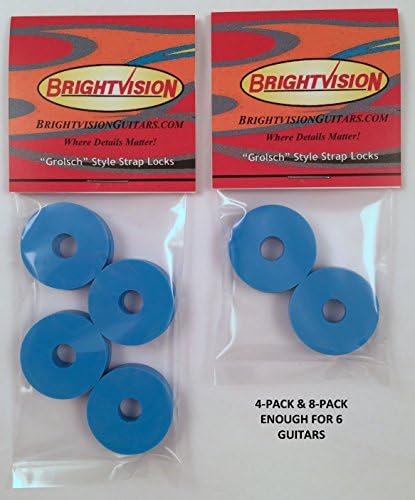 Daphne Blue Silicone Rubber Guitar Strap Locks - Grolsch Style - Classic and Reliable - Made In The USA! (12-Pack)