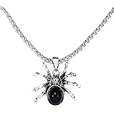 Zehope Gothic Spider Pendant Necklaces Silver Necklaces Halloween Necklace Chain for Women and Men (Black)