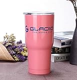 30 oz Stainless Steel Tumbler Double Wall Vacuum Insulated Travel Tumbler Thermal Mug and Coffee Cup Compare to Yeti and Contigo with Sliding Lid - Sweat Free and BPA Free - Pink by GLACIIO