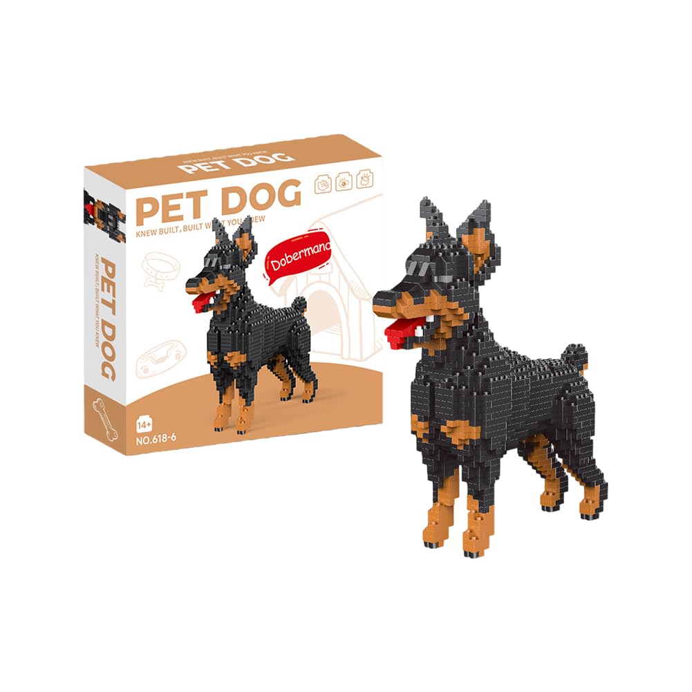 MGKEOUF Dog Building Blocks,Dog Adorable Building Block Set, Building Toys Gift For Adults,Ideal Toy For animal Lovers,Desktop Ornaments, Room Decoration (black2)