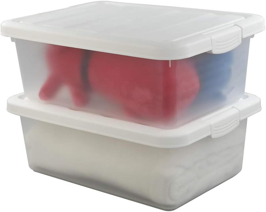 Ucake 14 L Plastic Storage Box with Lids, Clear Plastic Box with Lid, 2 Packs, White, 42 x 30 x 15 cm - Image 5