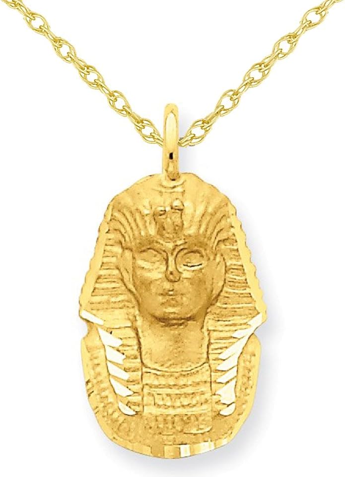 Amazon.com: 14K Yellow Gold Satin Design Egyptian King Tut Charm Pendant Necklace: Jewelry