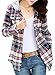 ASHER FASHION Flannel Shirt Women's Blouses & Button-Down Shirts Shacket Jacket Plaid Shirt Long Sleeve Shirt Fall Outfits Gray