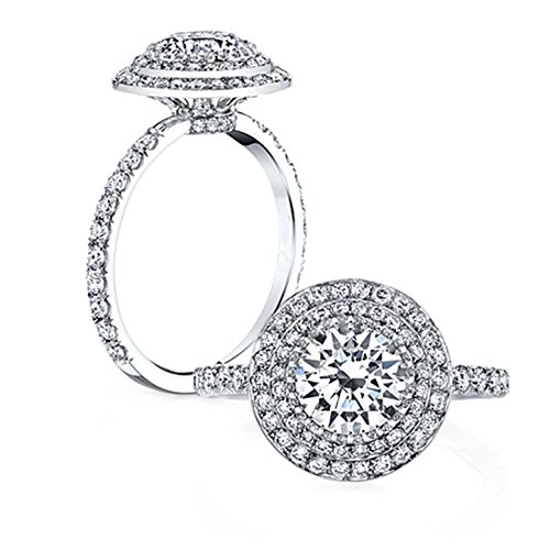 AMDXD Jewelry Custom Ring for Women Sterling Silver Wedding Band Zirconia Crystal Big Round Size 7