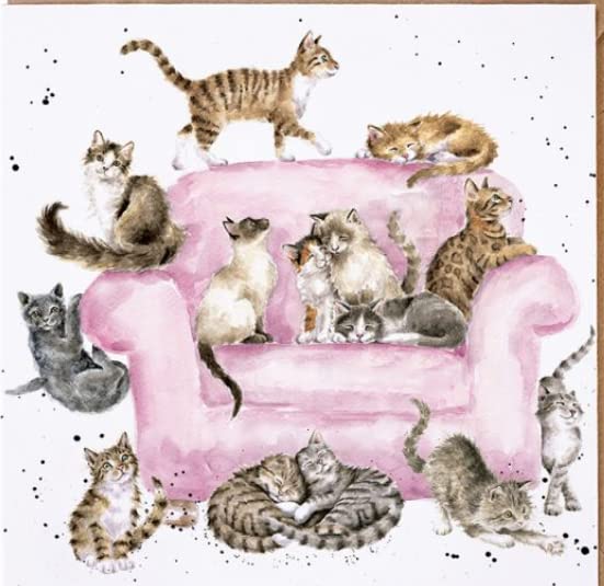 Wrendale Designs Cattitude Cat Print on White Square Canvas 20cm x 20cm