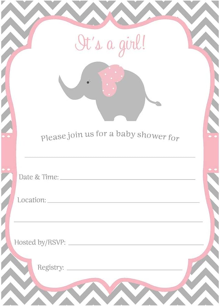 diy elephant baby shower invitations