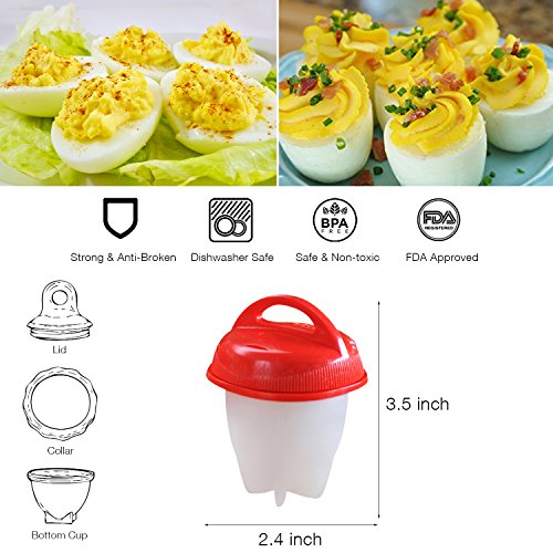 Egg Cooker Hard & Soft Maker AS SEEN ON TV, BPA Free, Non Stick Silicone (Red 6 PCS)