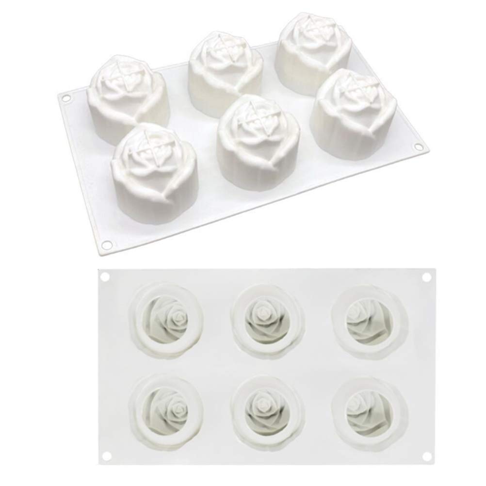 Sarari Silicone Cake Moulds, 3D Heart Rose Flower Soap Mould Muffin Chocolate Baking Mould Kitchen Making Tools for Cake Decorating Tools