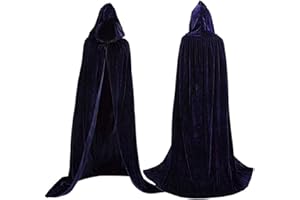 COOLWIFE Velvet Cloak Cape Wizard Hooded Party Halloween Cosplay Costumes for Men Women 53”