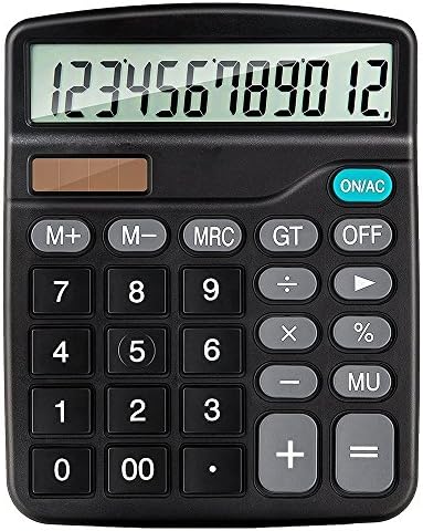 2018 Desktop Calculator, Acoben 12-Digit Standard Office Calculator, Solar Battery Dual Power Handheld Calculator with Large LCD Display Big Sensitive Button