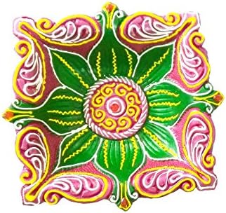 Craft Art India Handmade Square Shape Earthen Clay/Terracotta Decorative Dipawali/Diwali Diya/Tealight/Oil Lamps for Pooja/Puja