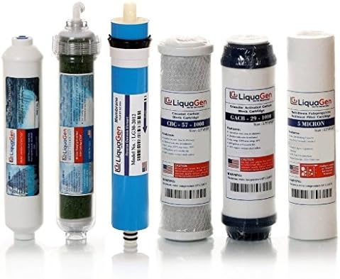 LiquaGen - 6 Stage Dual Use (Drinking &amp; Aquarium Reef/Deionization) - RO/DI Reverse Osmosis Water Filter Kit (100 GPD)