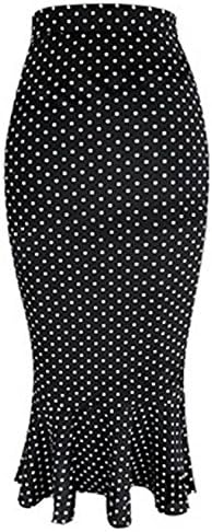 dkjhkjo Nice Women's Polka Dots Ruffle High Waist OL Bodycon Pencil Fishtail Skirt (L) as pictureLarge