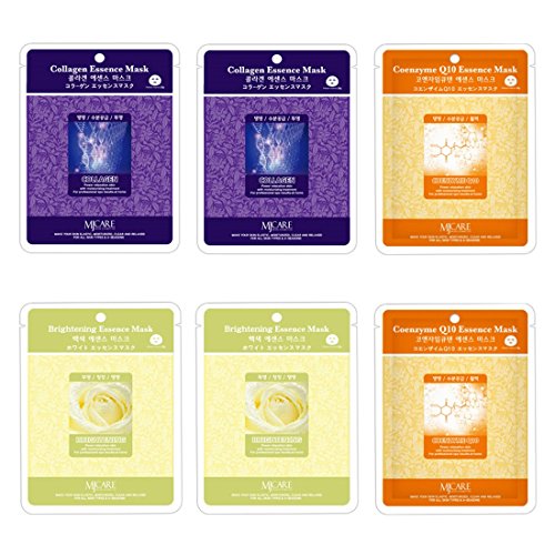 Korean Collagen Brightening Coenzyme Essence Face Facial Mask Package 6pcs - Enlarged Living Nature Grind Compressed Sheet Mask