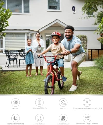 4G LTE Telecamera Esterna Interna con SIM Scheda No Wi-Fi Senza Fili