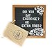 Changeable Gray Felt Letter Board with 340 Letters, Numbers & Emojis | 10x10 Inches Oak Wood Frame, Wall Mount Hook & Wooden Stand | BONUS Canvas Storage Bag | By Felt with Words