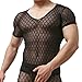 YUFEIDA Sexy Men's T-Shirt Mesh Sheer Undershirt Man Underwear Black (L)