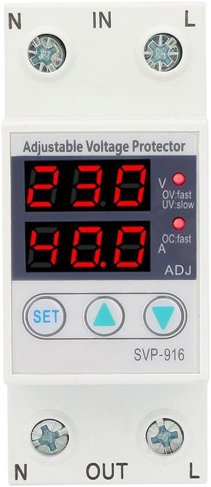 idalinya Intelligent Single Phase Adjustable Over-Voltage Under-Voltage Current Protector 230VAC(40A)
