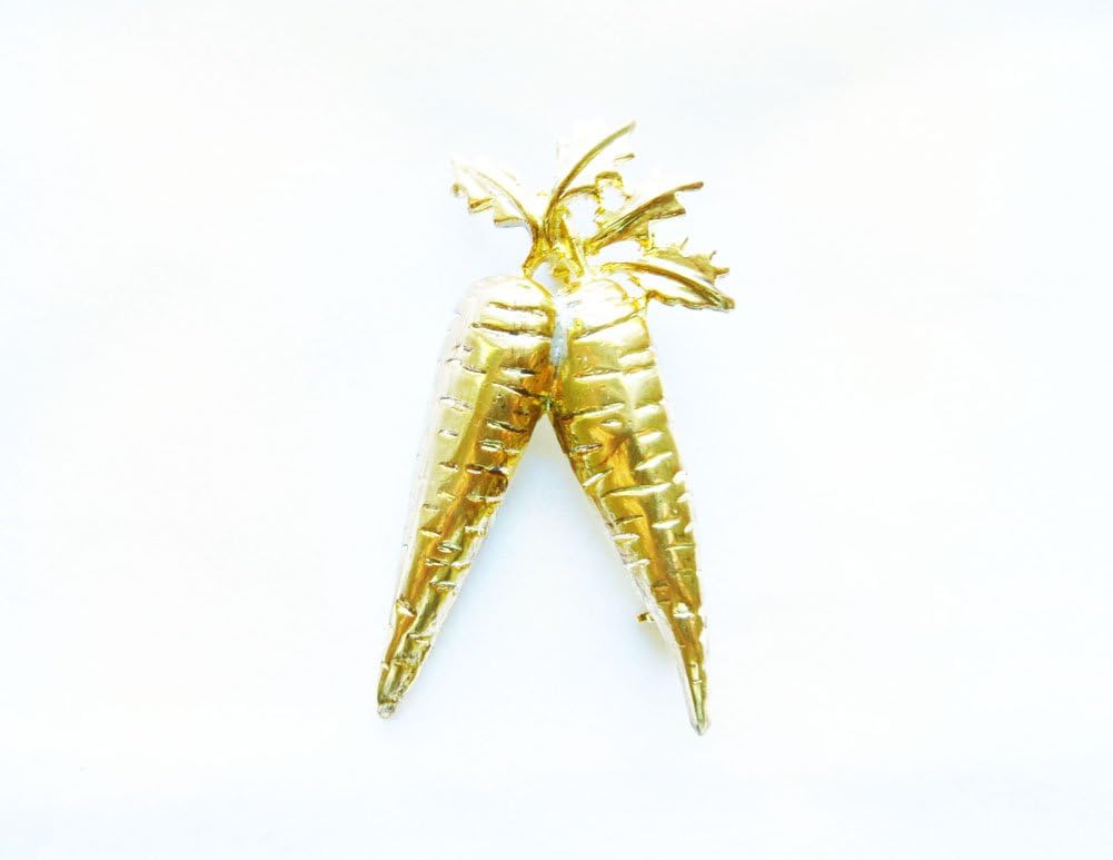 Danecraft Gold - Plated Carrots Vegetable Pin Brooch