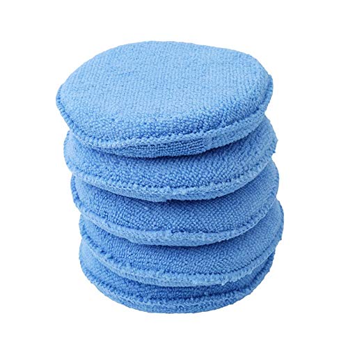 Sponges & Scouring Pads - 5pcs Pack Blue 5 Inch With Pockets Car Wash Auto Soft Wax Sponges Vehicles Care Cleaning Sponge - Gloves Magic Stick Tools Bulk Bathroom Sponge Swab Aquarium Dish Face