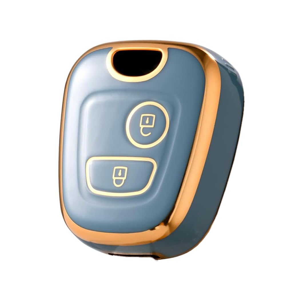 2 Buttons TPU Key Cover Compatible with Peugeot 107 206 SW CC 406 307,Soft Key Fob Protector Fits for Citroen Berlingo C1 C2 C3 Key Case Shell(Blue)