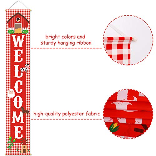 Farm Animal Porch Banner Barnyard Birthday Party Welcome Door Sign Family Farmhouse Baby Shower Decorations