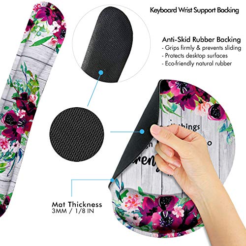 Bible Verse Ergonomic Design Mouse Pad with Wrist Rest Hand Support and Keyboard Support. Round Large Mousing Area. Mouse Pad and Keyboard Pad for Laptop, PC Computer & Mac. Great Gifts for Christians - Thumbnail 2