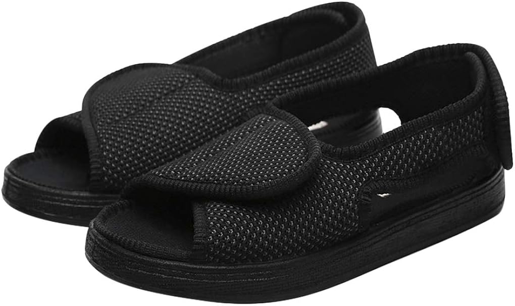 Chaussures Orthopédiques Homme Pour Pieds Larges Ou Diabétiques - Semelle Amortissante, Laçage Réglable, Noir