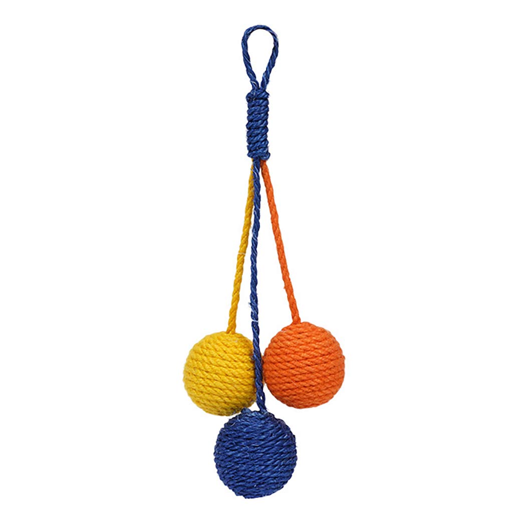 Anjetan Rope Ball Cat Toy Sisal Squeaky Interactive Compressed Cat Chew