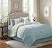 Comfort Spaces Windsor 5 Piece Full/Queen Comforter Pintuck Pleated Striped Pattern Ruffled Patchwork Down Alternative Bedding Sets, Light Green/Off White