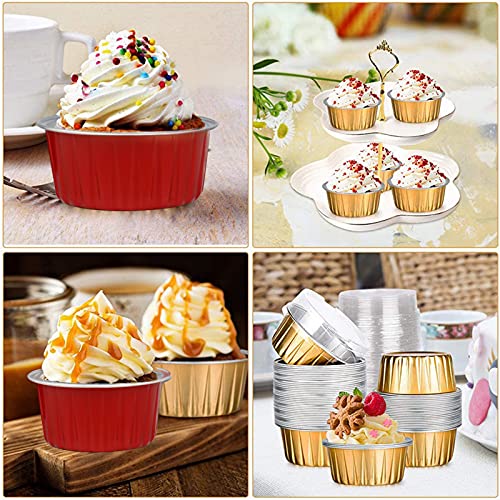 WMLBK Aluminum Cups with Lids,Baking Cups with Lids Individual Cupcake