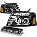 Auto Dynasty Compatible with Ford F150 Pair of Black Housing Amber Corner Dual Halo Projector LED Headlight - 3rd Brake Light