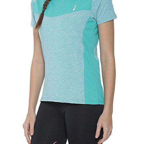 campus sutra striped women round neck light green t-shirt