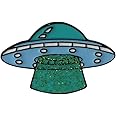Blue Alien Spacecraft Enamel Pin Collect Cute Arts Metal Cartoon Brooch Backpack Clothes Collar Minimalism Lapel Badges Jewelry