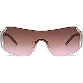 Appassal Rimless Y2k Sunglasses for Women Men Trendy Oversized Wrap Around Snake Shades AP3652