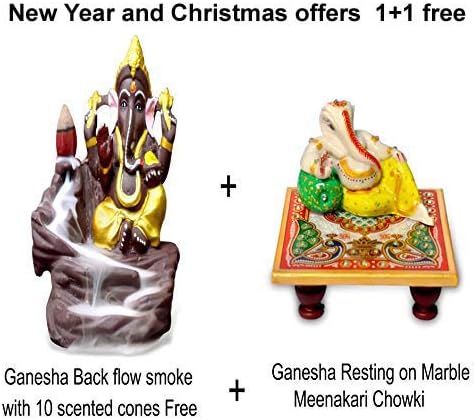 Decent Handicrafts Ganesh Ji Incense Holder Ganesh Idol/Smoke Backflow Cone Incense Holder Decorative Showpiece