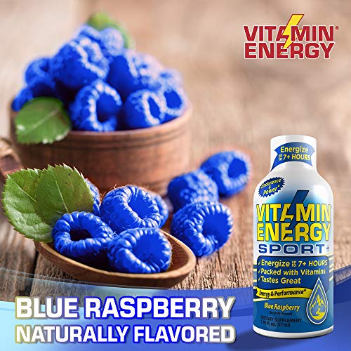 Vitamin Energy Sport+ Energy Drink Shots, Blue Raspberry Flavor, Up to
