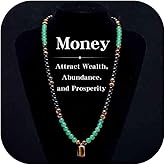 Roe Dolph Money Necklaces for Women Money Attraction Wealth Necklace Feng Shui Luck Jade Beaded Crystal Necklace Protection Spiritual Birthday Jewelry Gifts for Friends