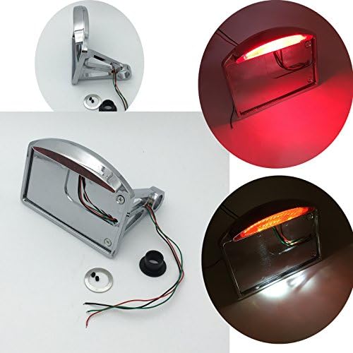 Chrome Side Mounted License Plate Assembly Brake Taillight LED Light for Harley Suzuki Honda Kawasaki Yamaha Cruisers